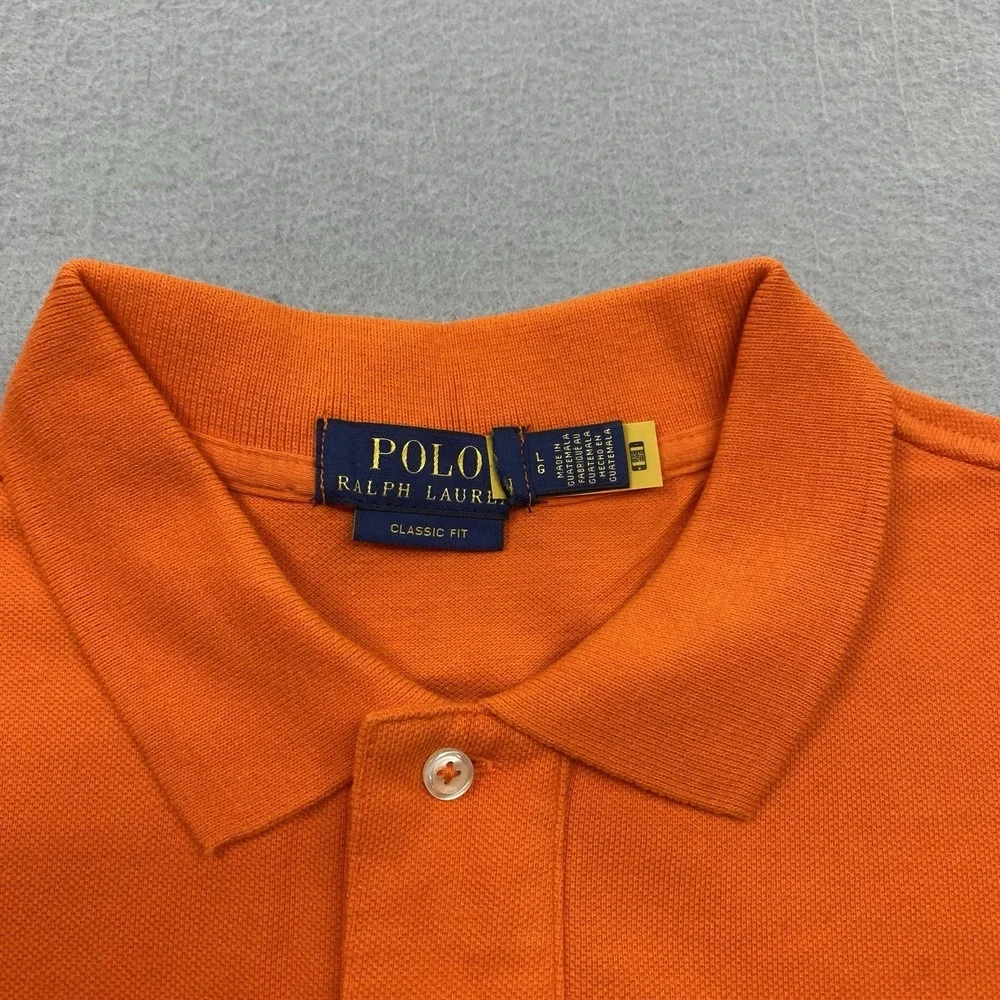 Polo Ralph Lauren Polo Shirt Mens Large Orange Classic Fit Short Sleeve Pony